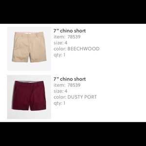 Two (2) J. Crew Chino Collection Shorts